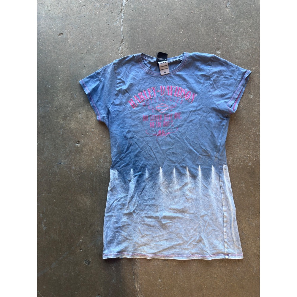 Y2K Harley-Davidson Smoky Mountain Tennessee Dip Dye Graphic Tee Womens M